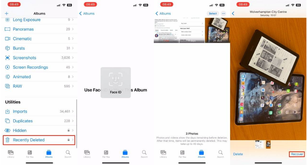 民和苹果14维修分享 iPhone14 上恢复已删除的照片 