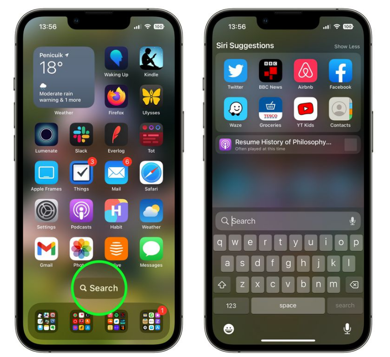 民和苹果手机维修分享升级到 iOS 16 后，如何删除主屏幕上的搜索按钮 